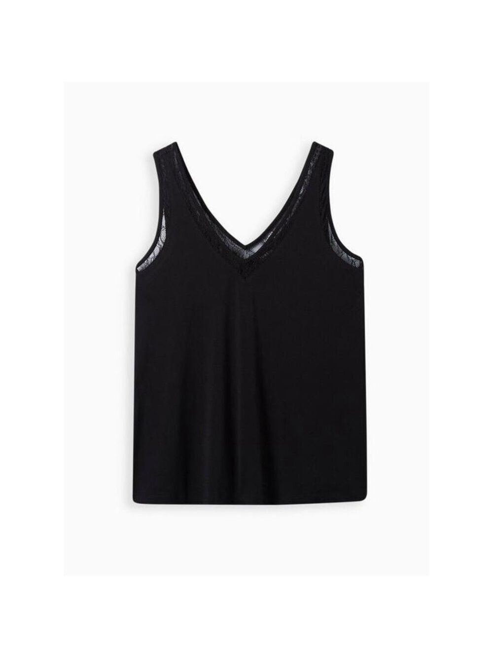 Women's TORRID Black Lace Trim V-Neck Tank Top Plus Size 1X